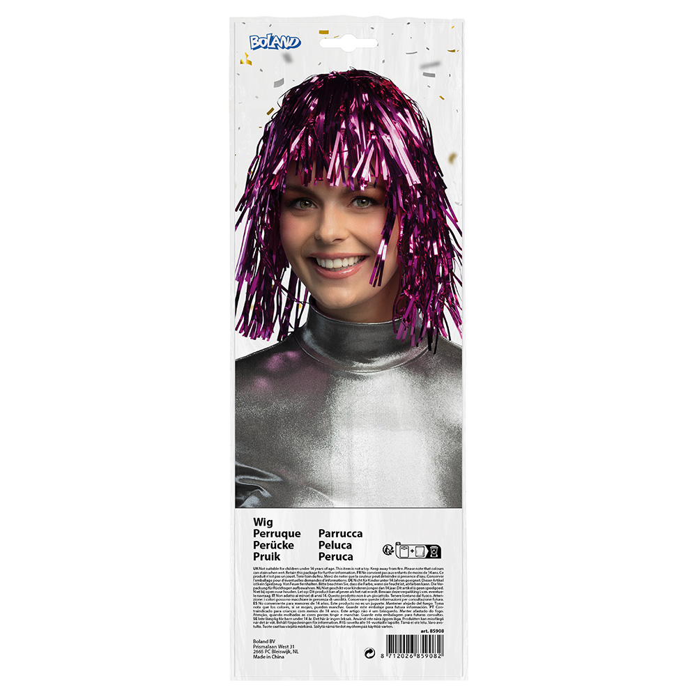 Pruik Metallic roze
