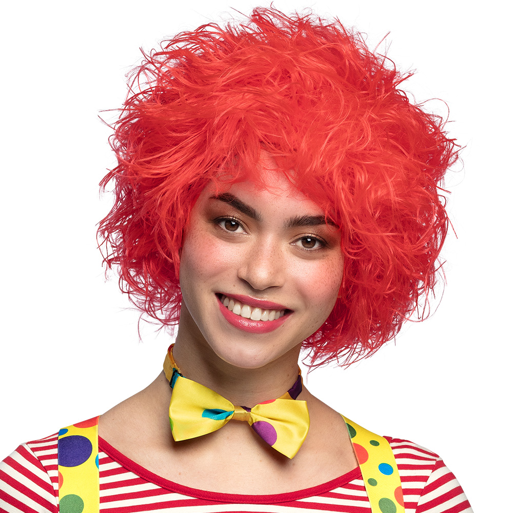 Pruik Clown Frizzy rood