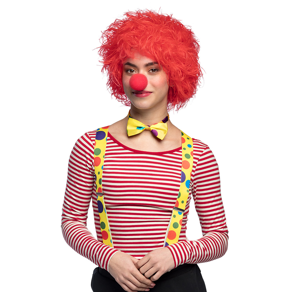 Pruik Clown Frizzy rood