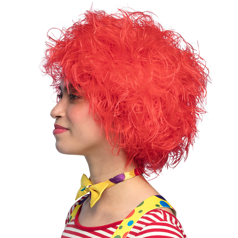 Pruik Clown Frizzy rood