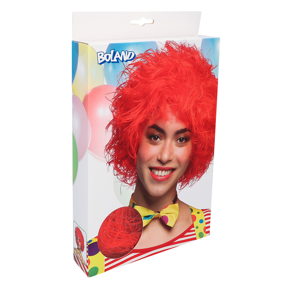 Pruik Clown Frizzy rood