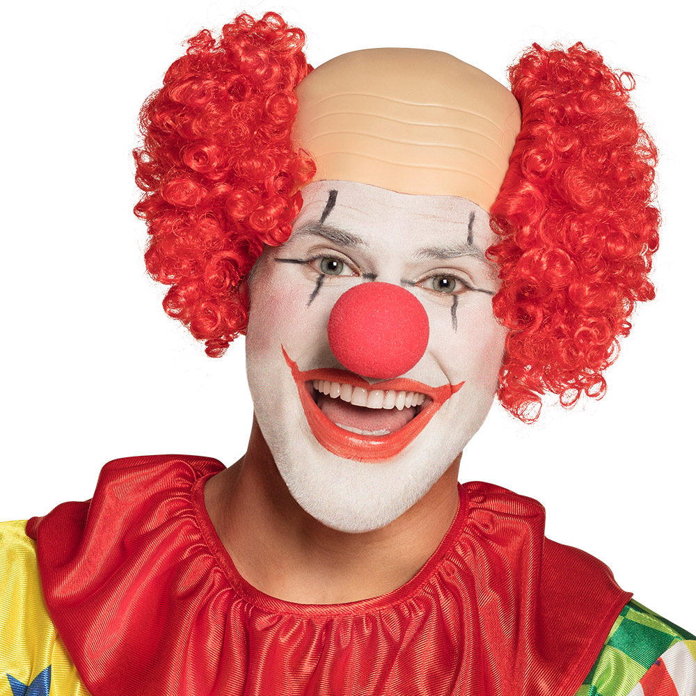 St. Pruik Clown Baldy rood