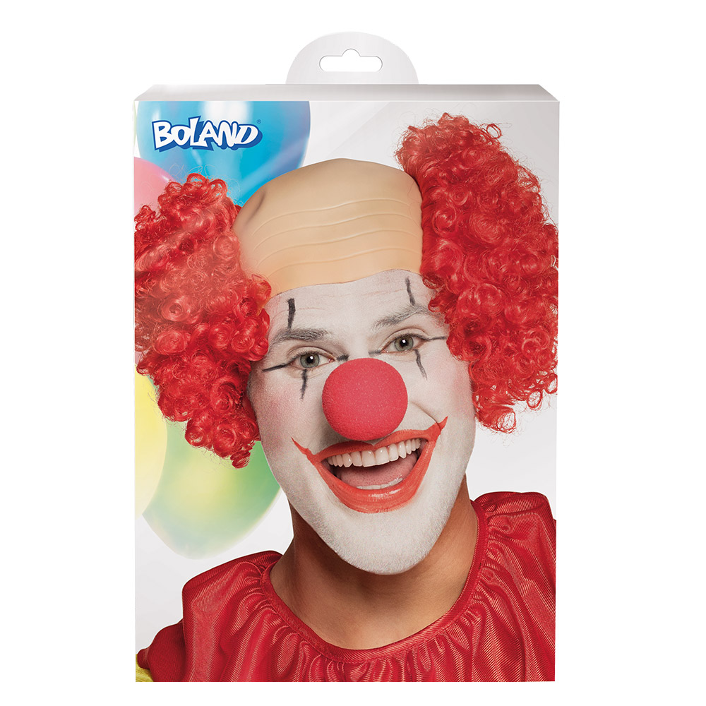 St. Pruik Clown Baldy rood