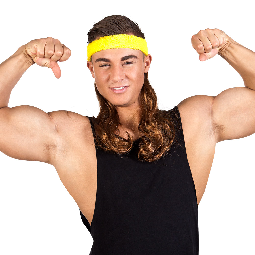 Hoofdband Wesley geel met bruine haren