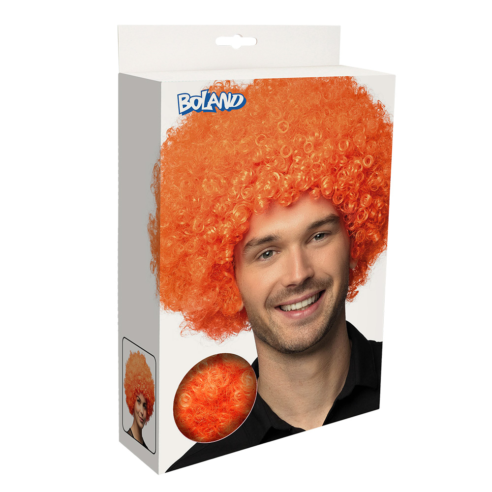 Pruik Groove oranje UV