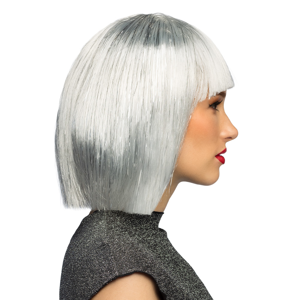 Pruik Gigi glamour wit (zilver tinsel)