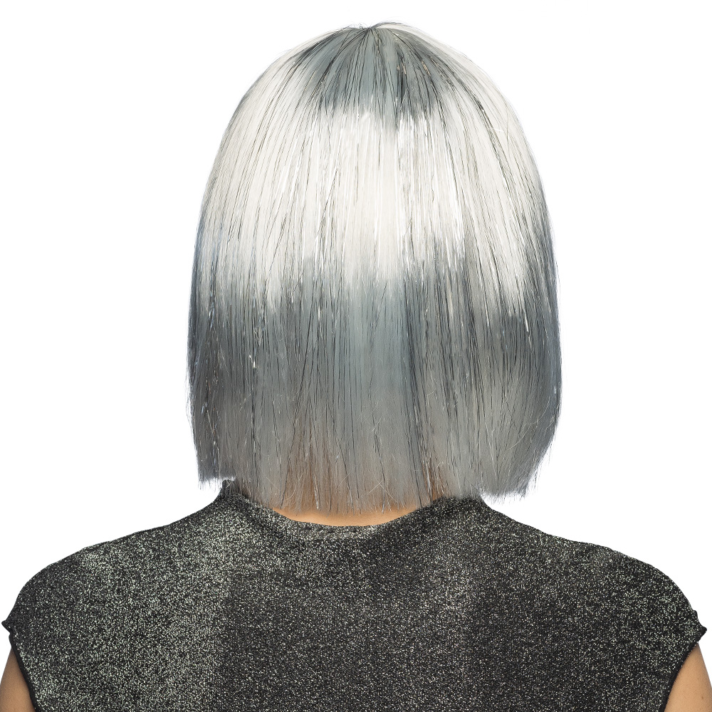 Pruik Gigi glamour wit (zilver tinsel)