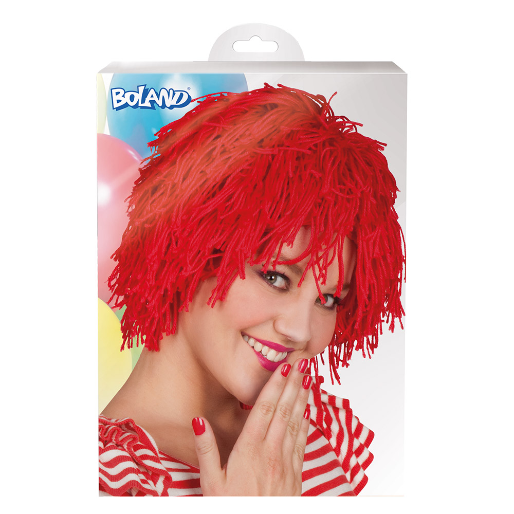 Pruik Clown Fuzzy rood