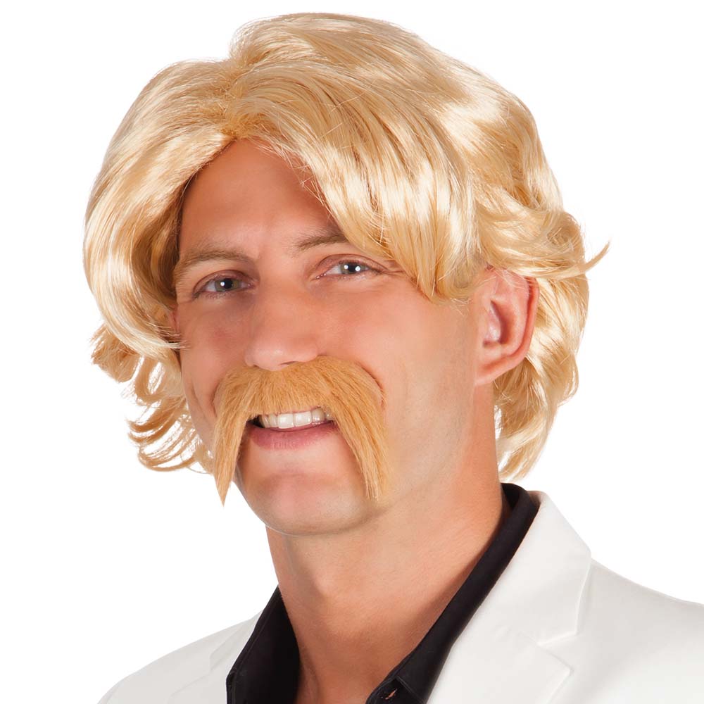 Pruik Chuck blond met snor