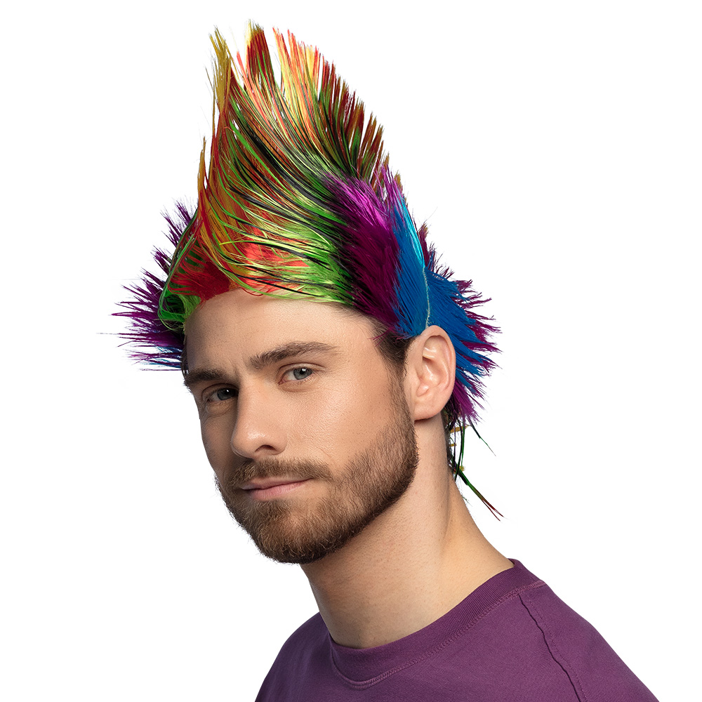 Pruik Spiky Mike veelkleurig