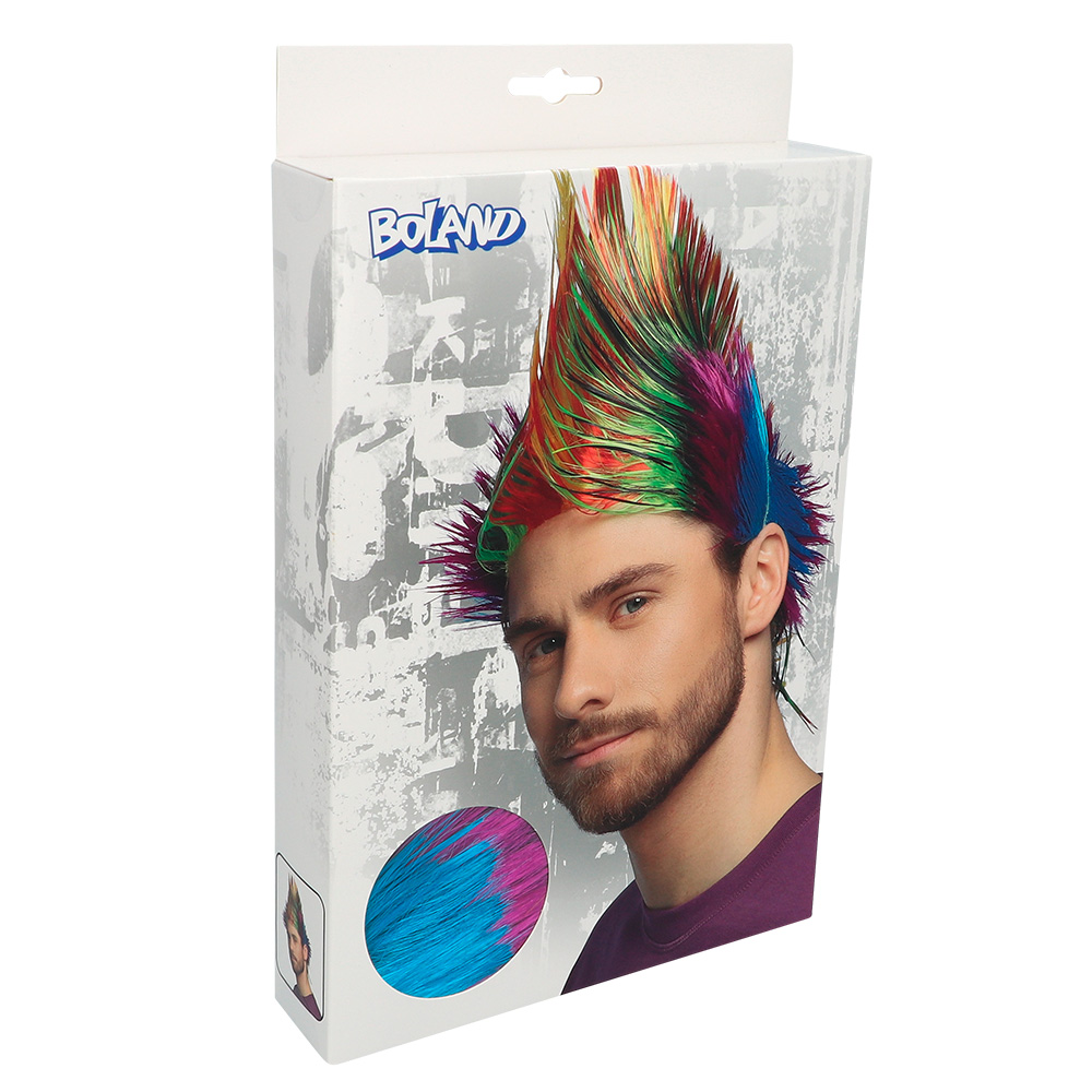 Pruik Spiky Mike veelkleurig