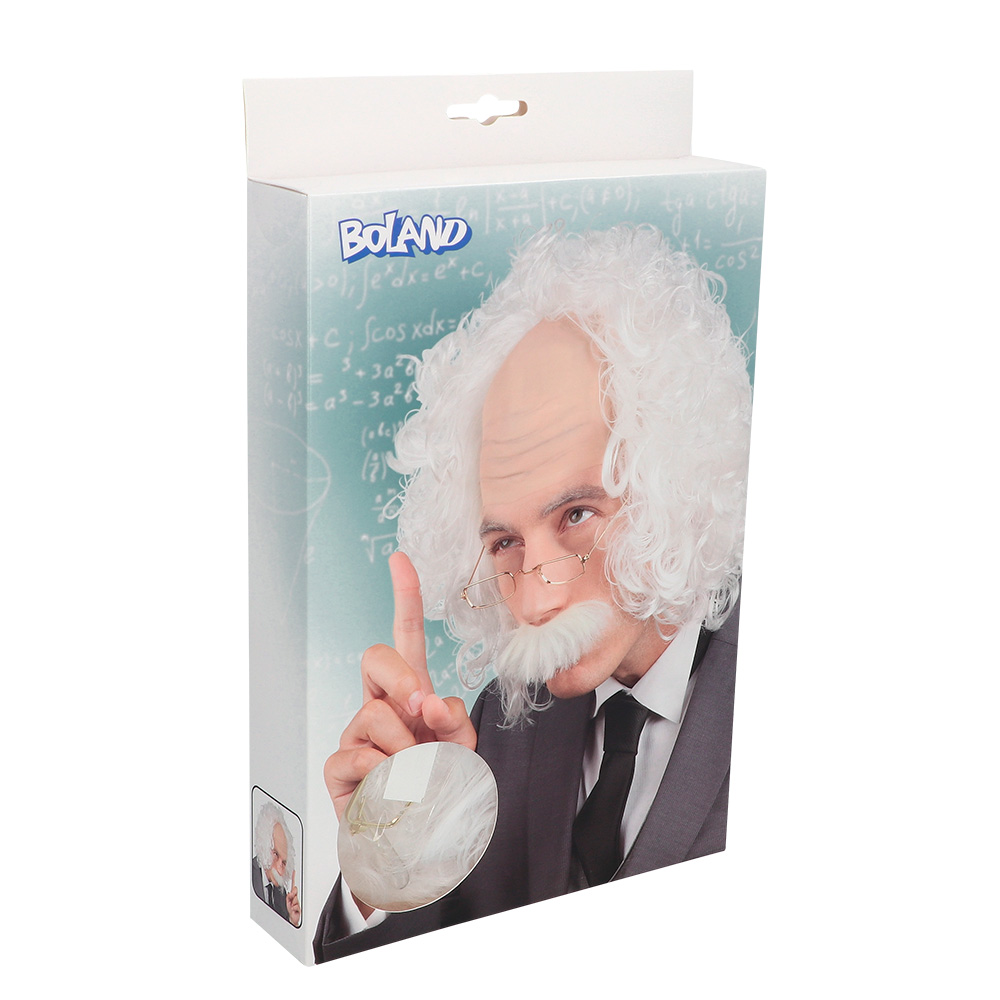 Pruik Professor met snor en bril