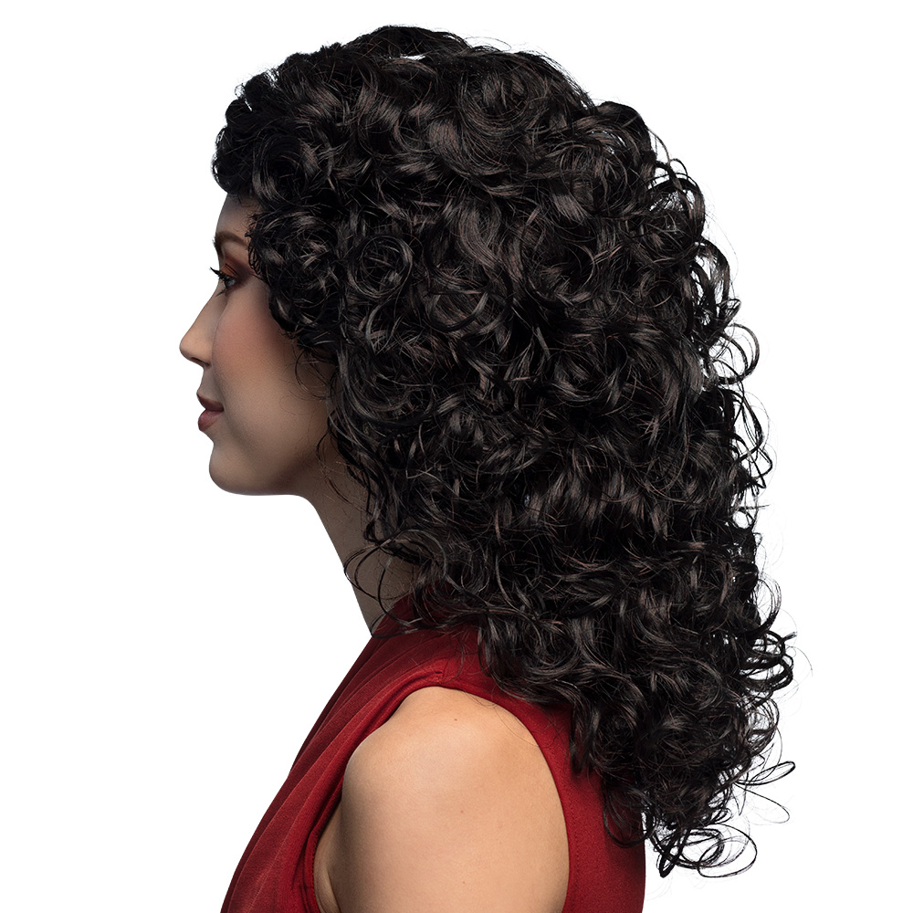 Pruik Norah bruin/zwart