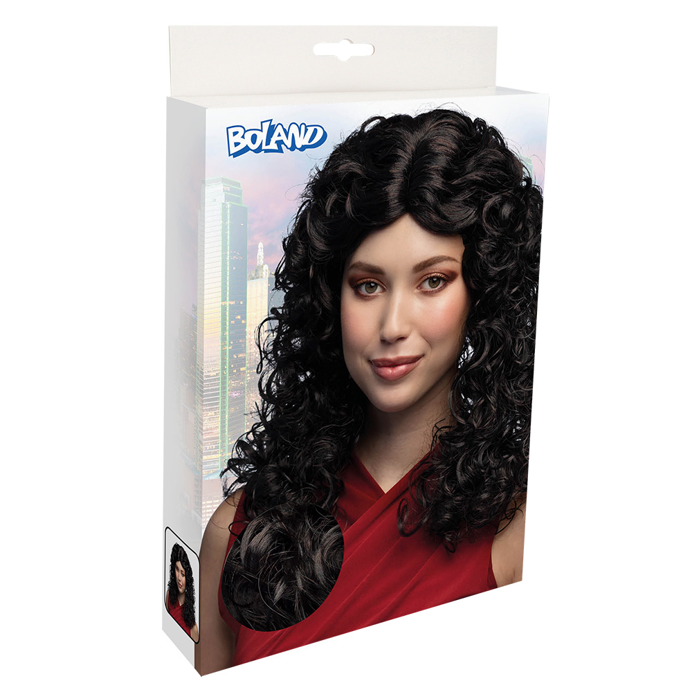 Pruik Norah bruin/zwart