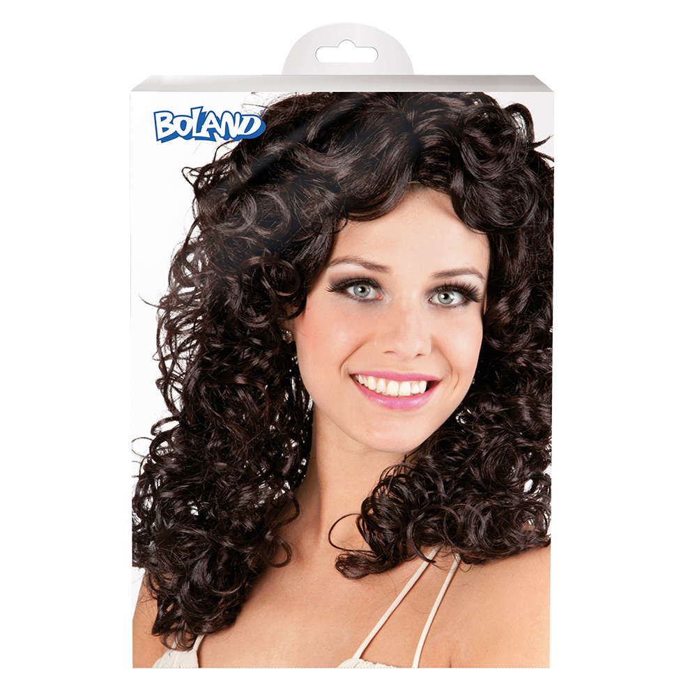 Pruik Norah bruin/zwart