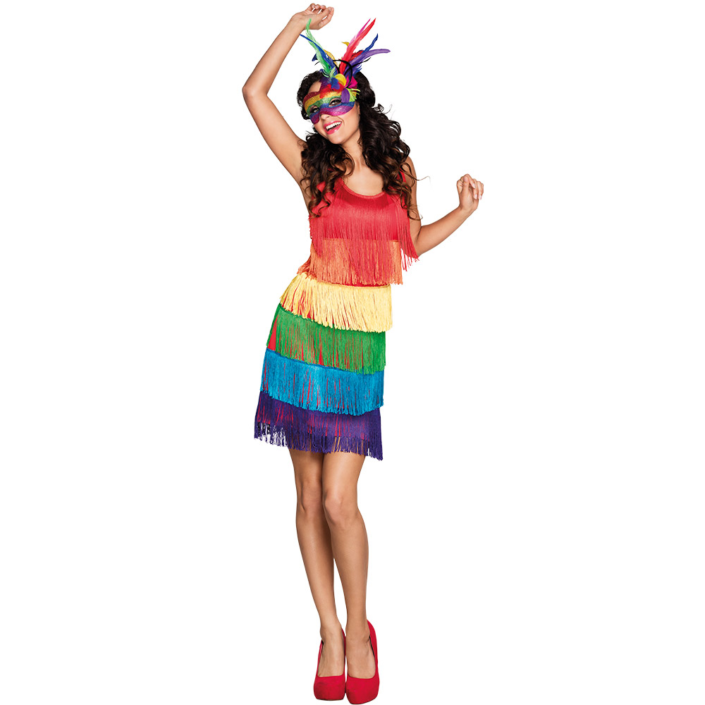 Volwassenenjurk Flapper rainbow (M)
