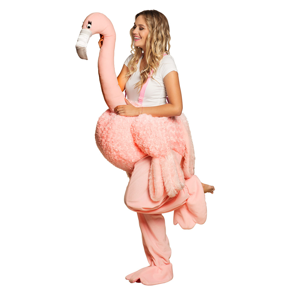 Volwassenenkostuum Op een flamingo (one size)