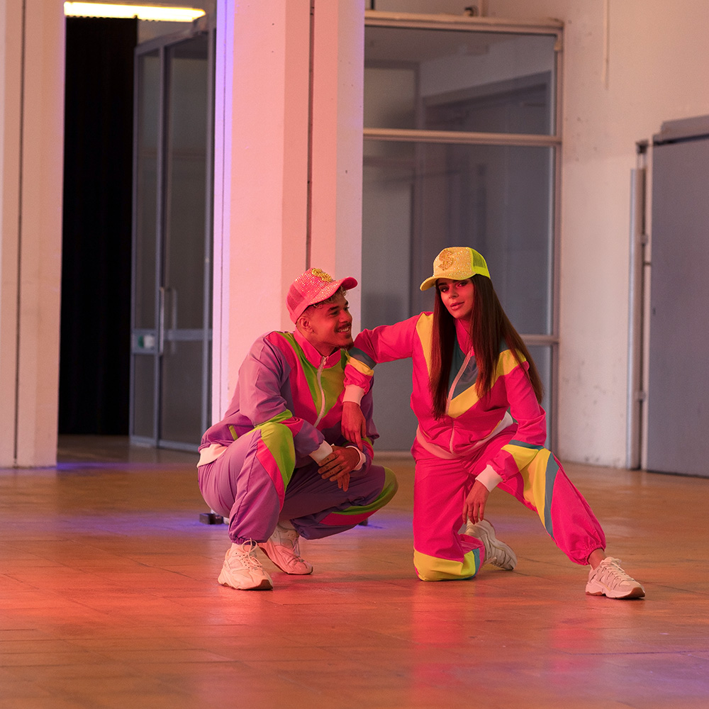 Trainingspak Retro babe neonroze UV (S)