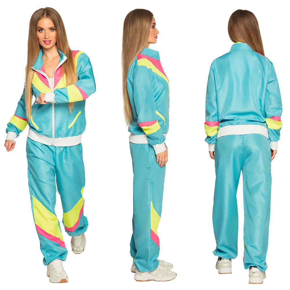 Trainingspak Retro babe neonblauw UV (L)