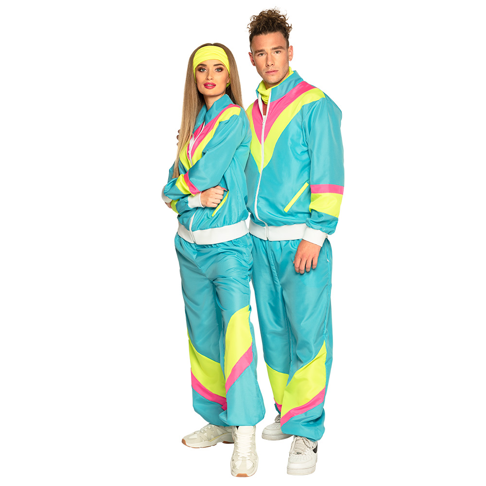 Trainingspak Retro babe neonblauw UV (XL)