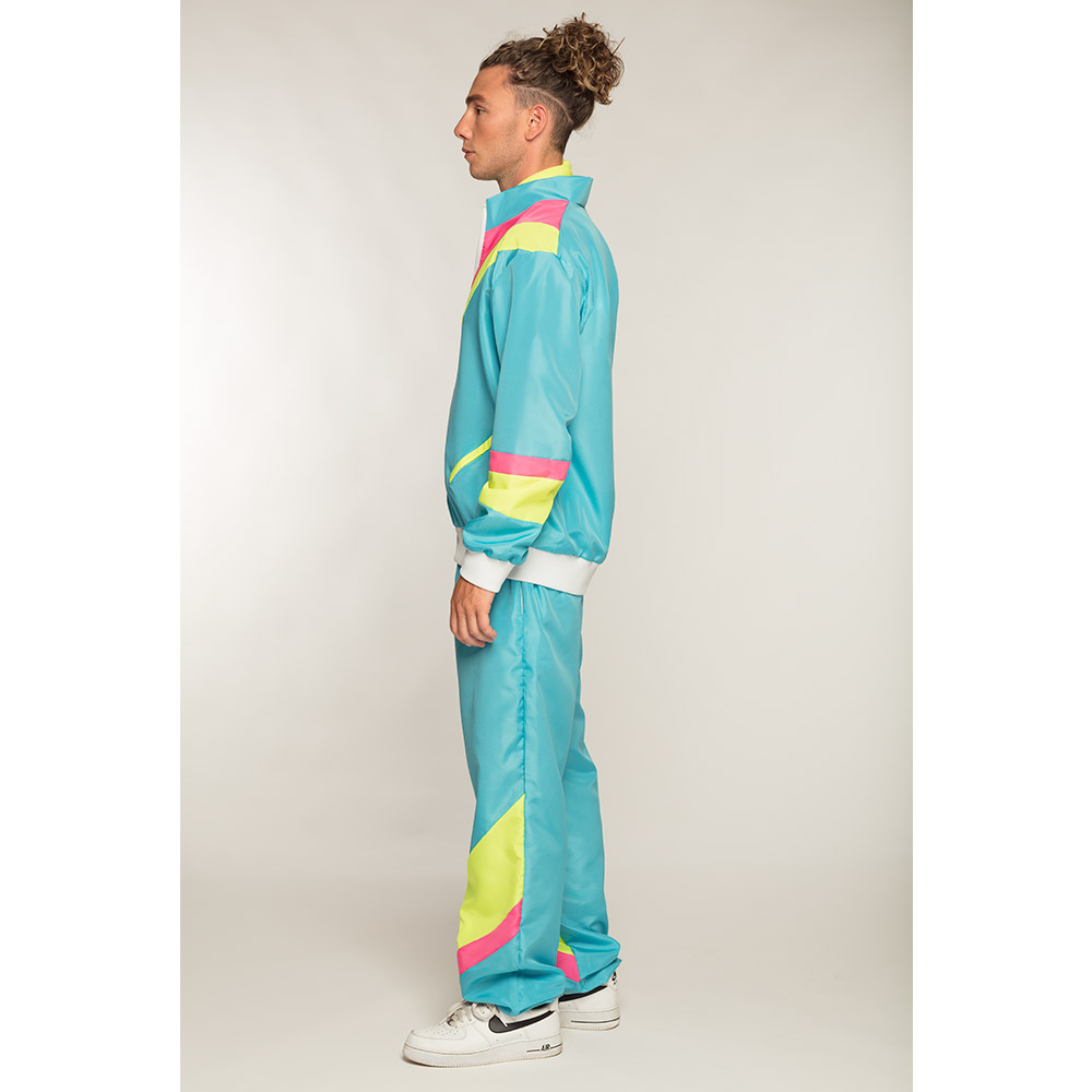 Trainingspak Retro dude neonblauw UV (M)