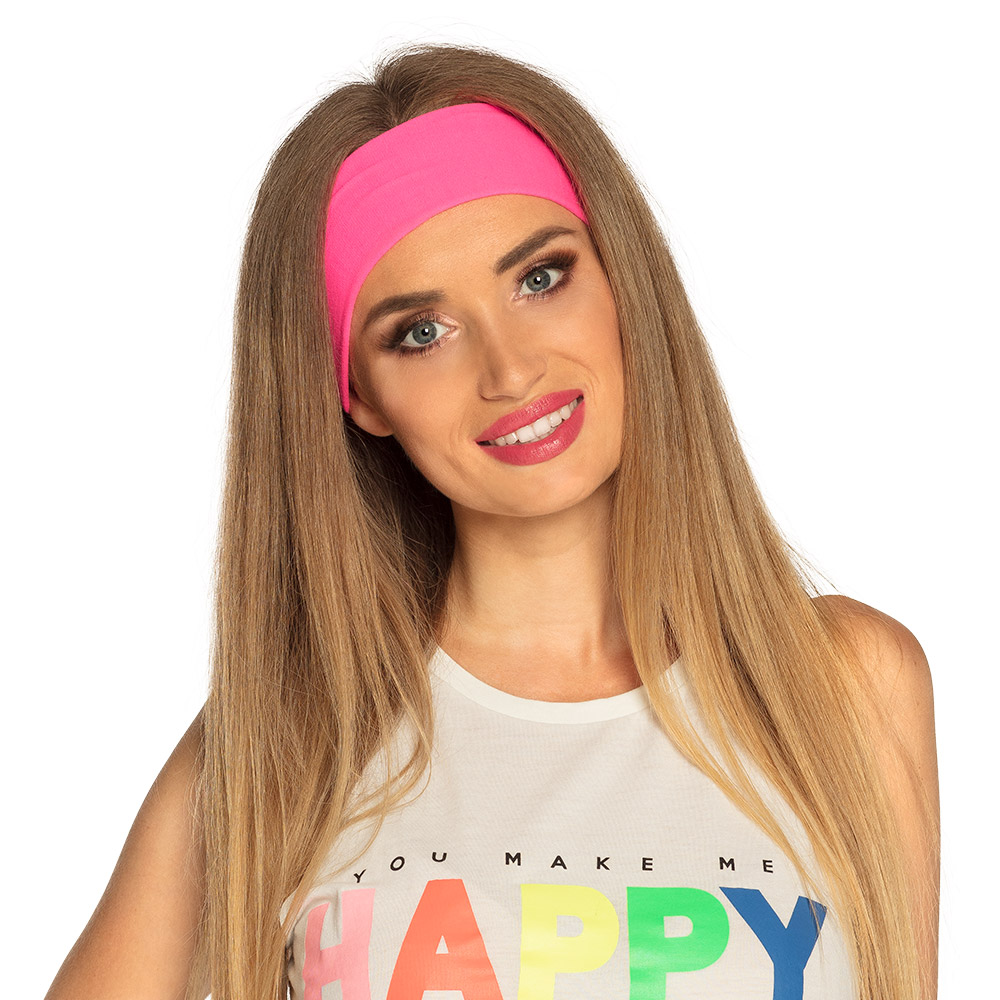 Hoofdband Retro neonroze UV