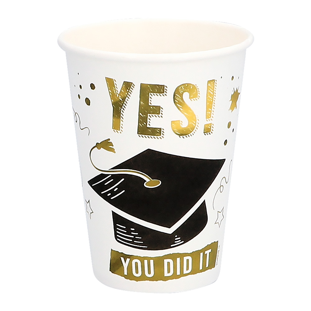 Set 8 papieren bekertjes 'Yes! You did it' (25 cl)