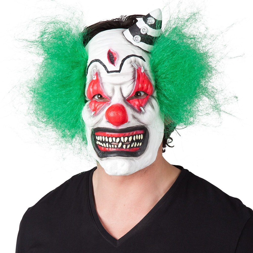 Latex gezichtsmasker Horror clown met haar