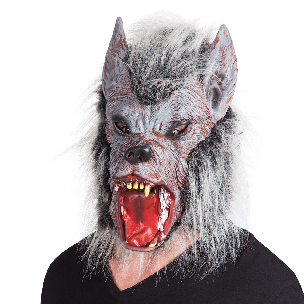 Latex hoofdmasker Weerwolf met haar