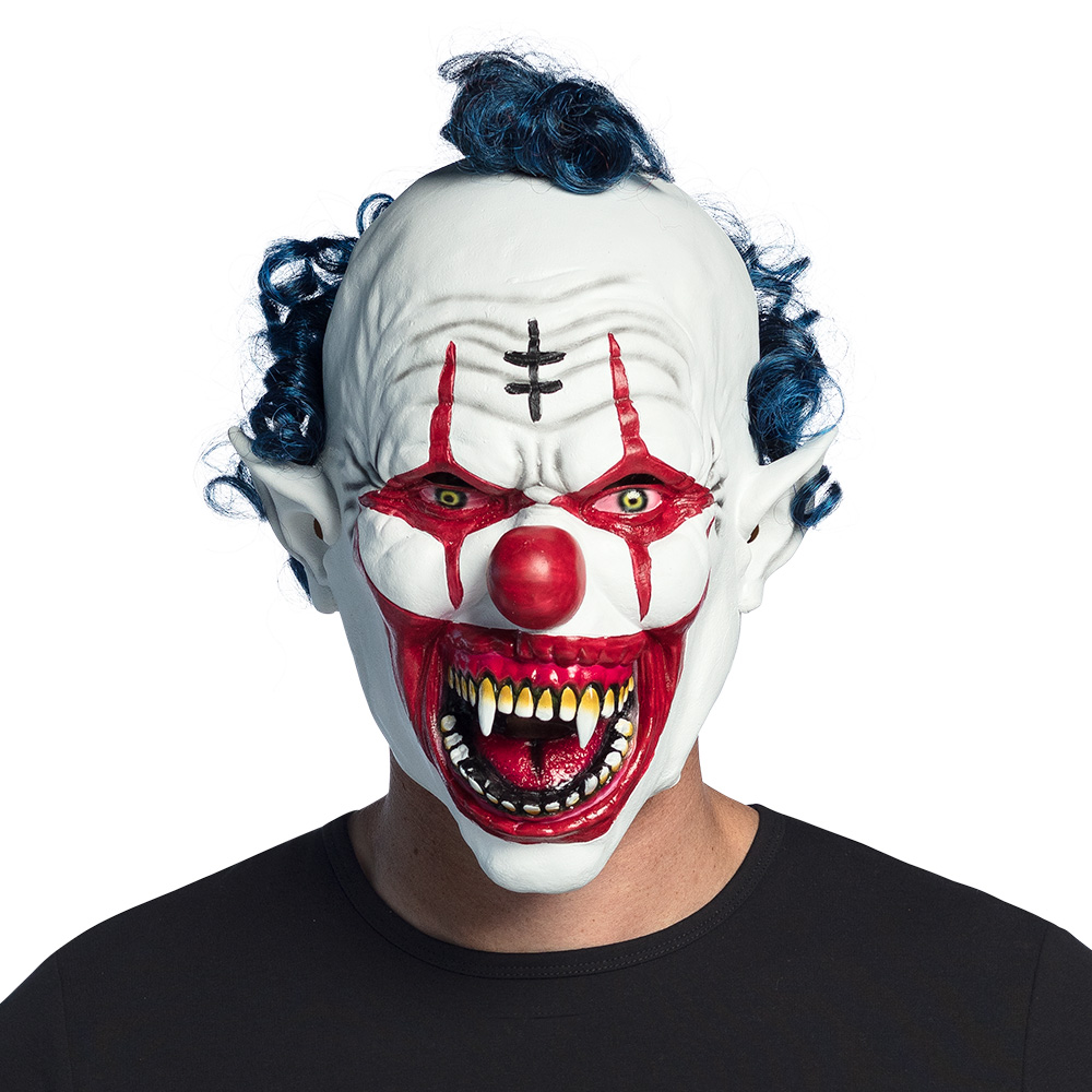 Latex hoofdmasker Vampier clown met haar