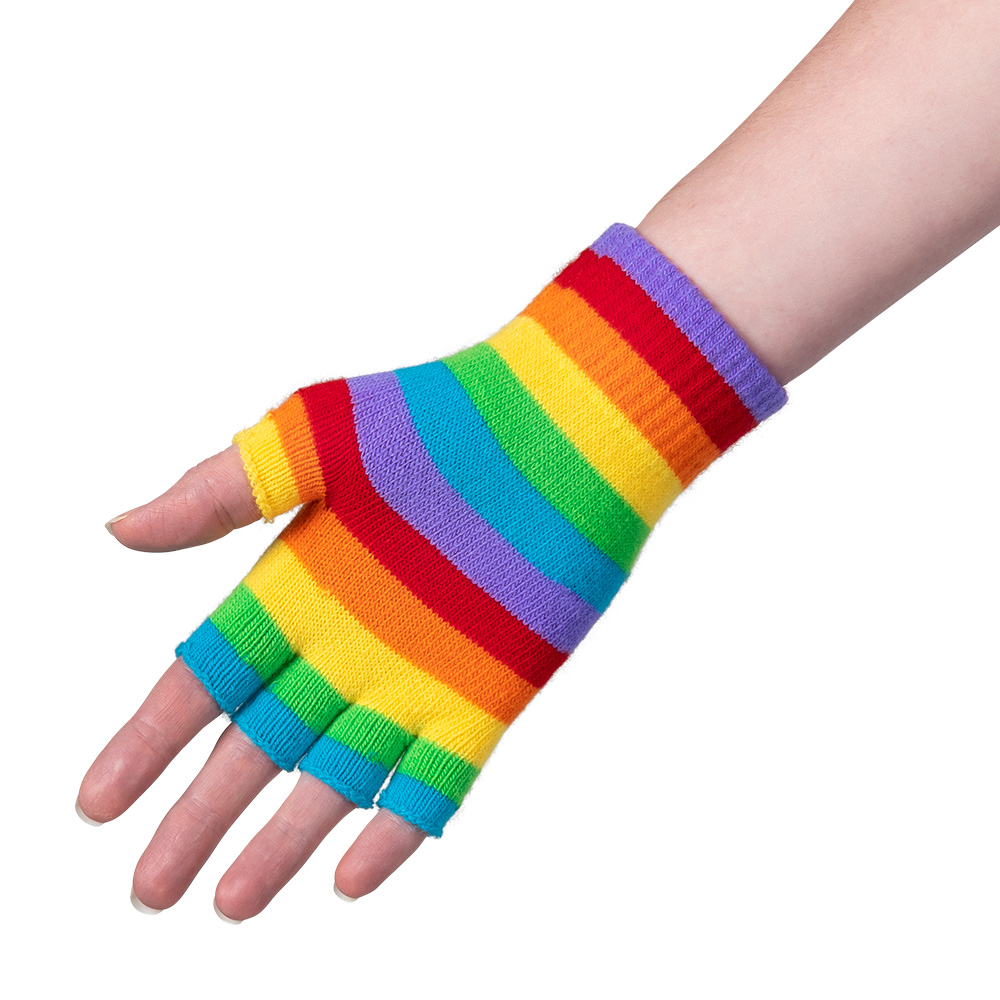 Paar vingerloze handschoenen regenboog