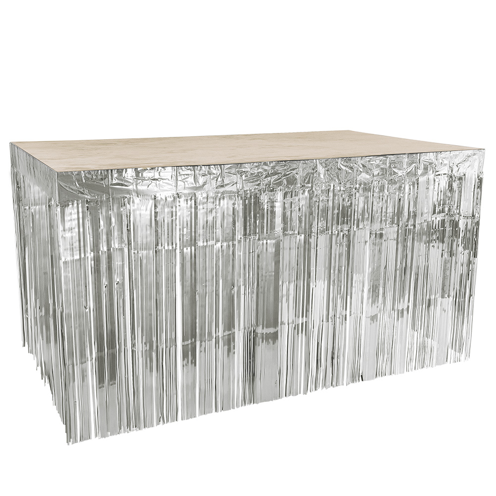 Tafelrok metallic zilver (300 x 74 cm)