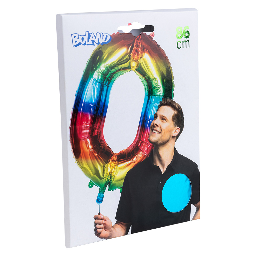 Folieballon '0' regenboog (86 cm)