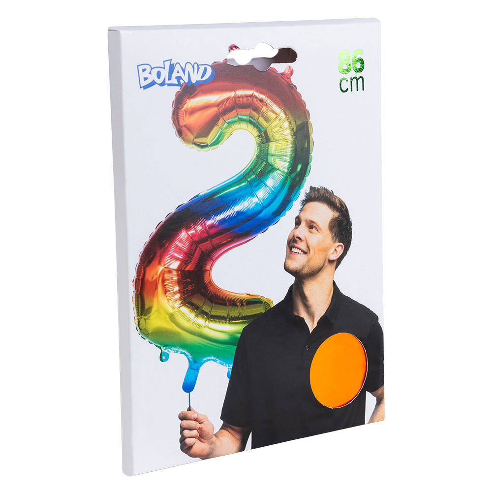 Folieballon '2' regenboog (86 cm)