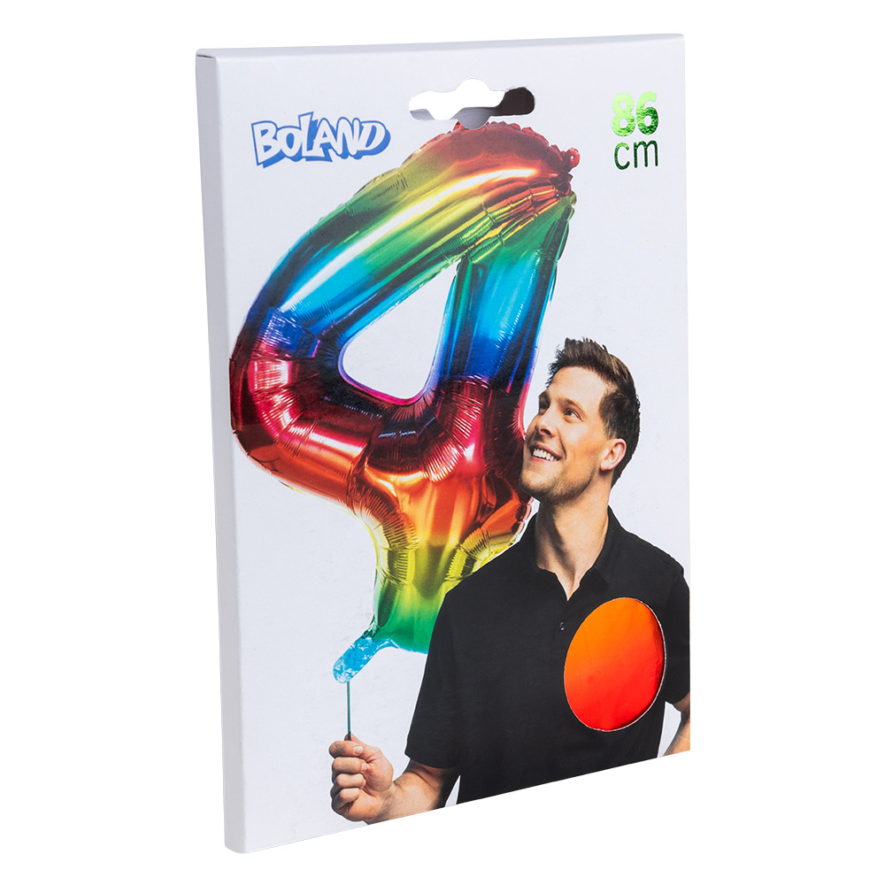 Folieballon '4' regenboog (86 cm)