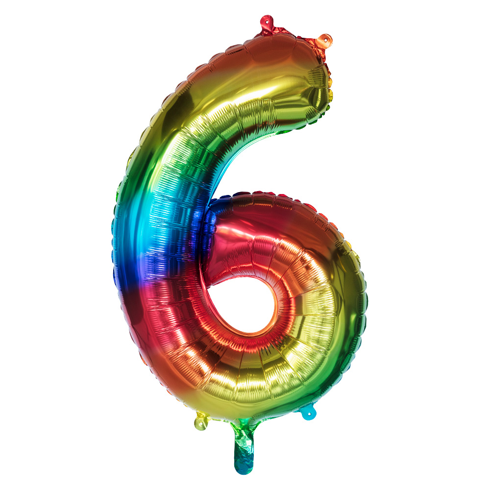 Folieballon '6' regenboog (86 cm)