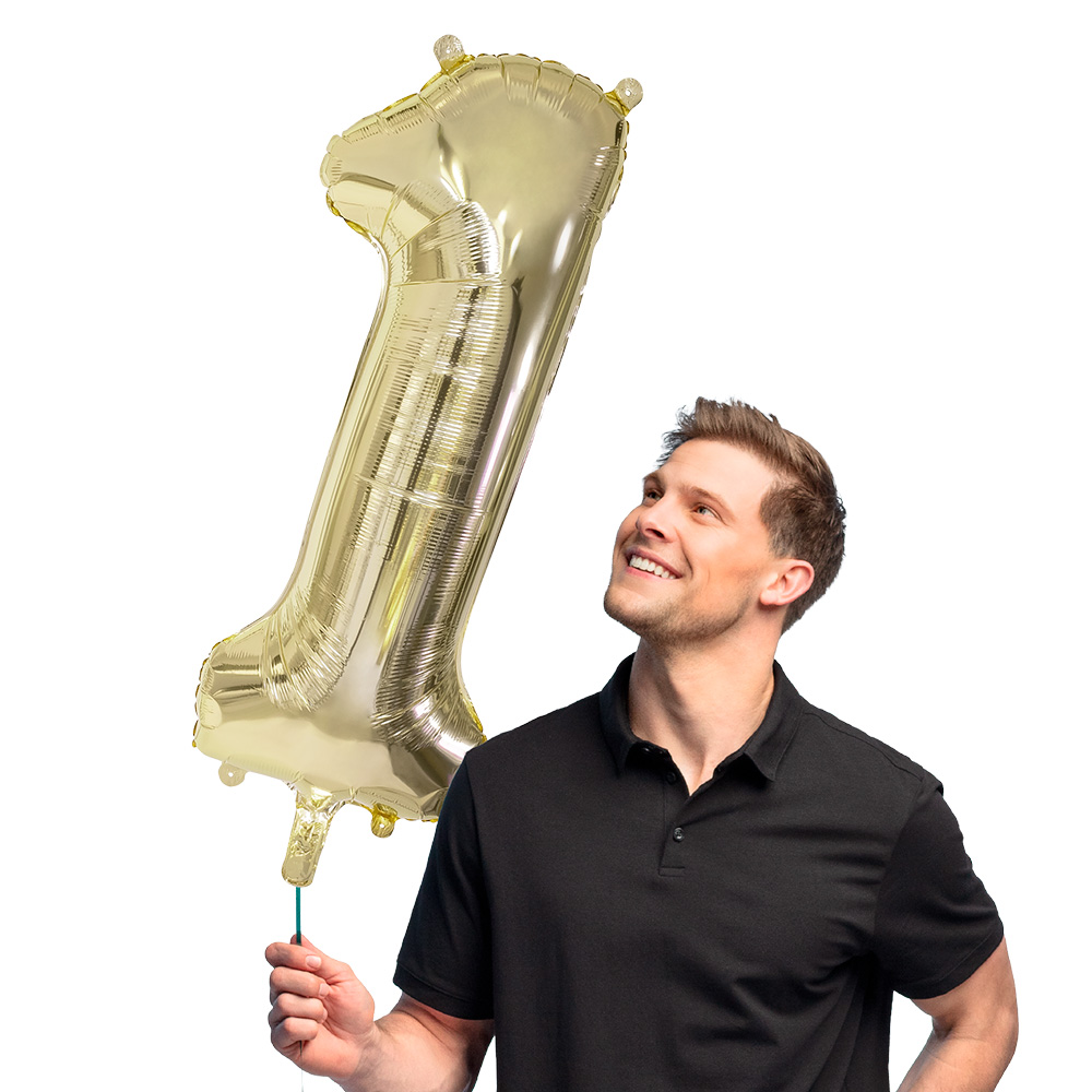 Folieballon '1' goud (86 cm)