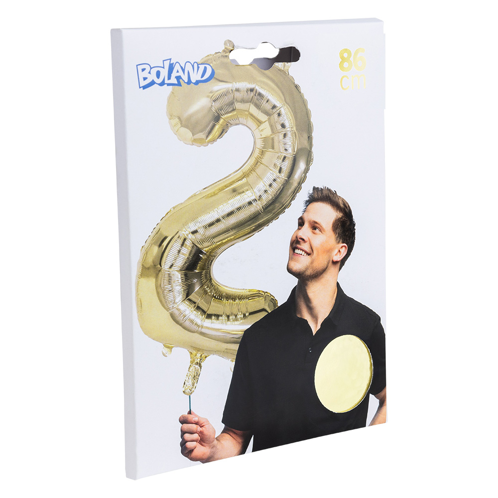 Folieballon '2' goud (86 cm)