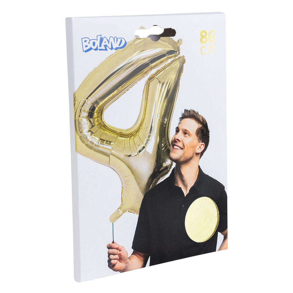 Folieballon '4' goud (86 cm)