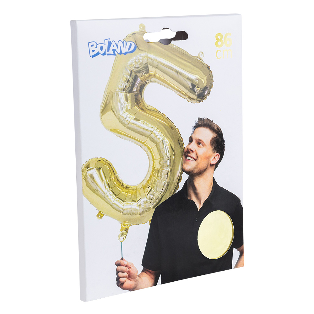 Folieballon '5' goud (86 cm)