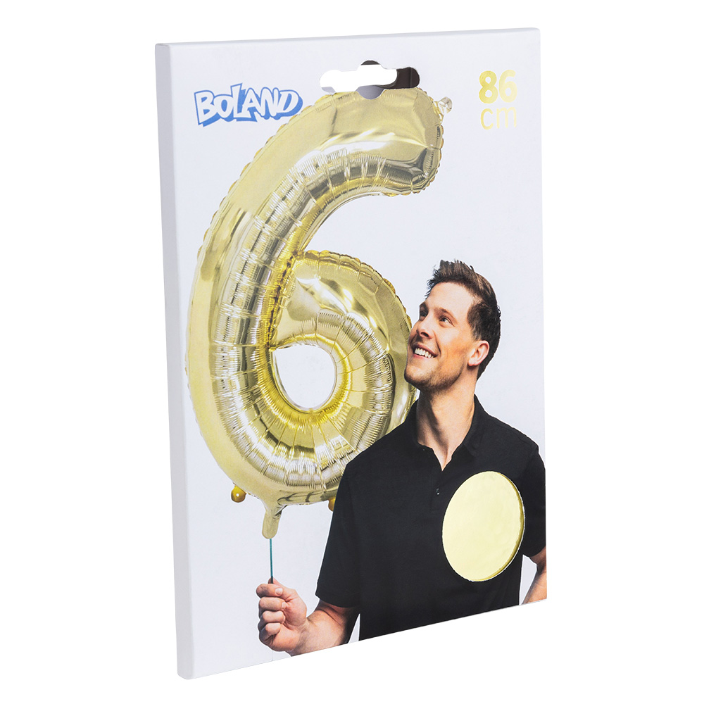 Folieballon '6' goud (86 cm)
