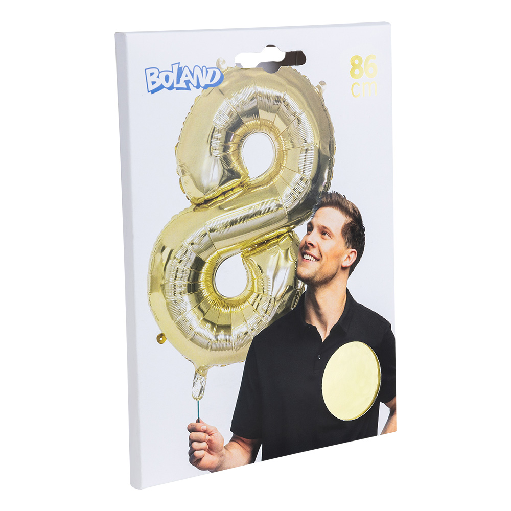 Folieballon '8' goud (86 cm)