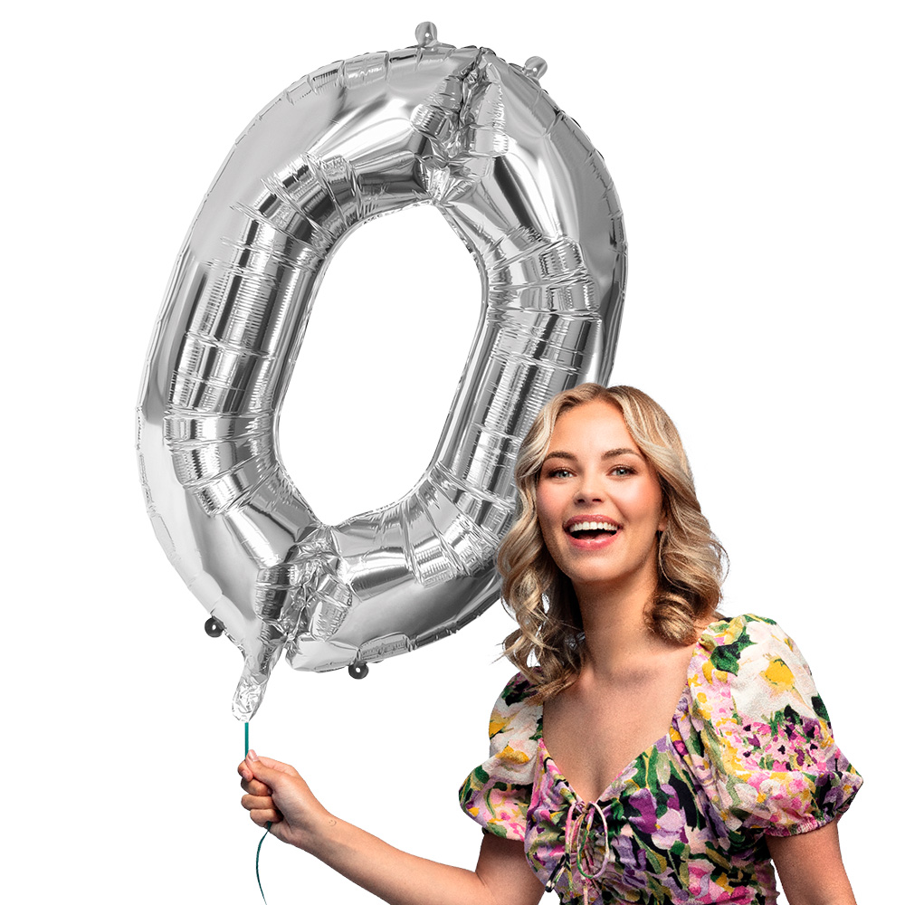 Folieballon '0' zilver (86 cm)