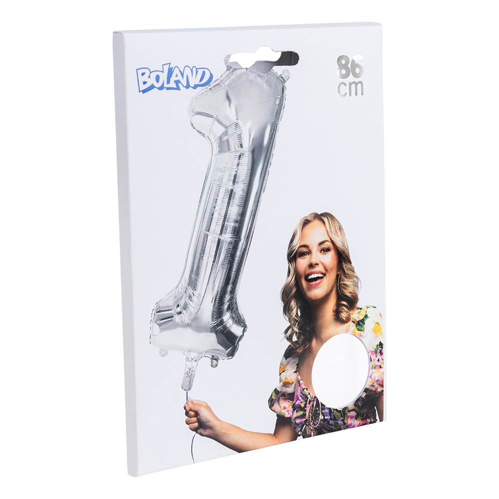 Folieballon '1' zilver (86 cm)