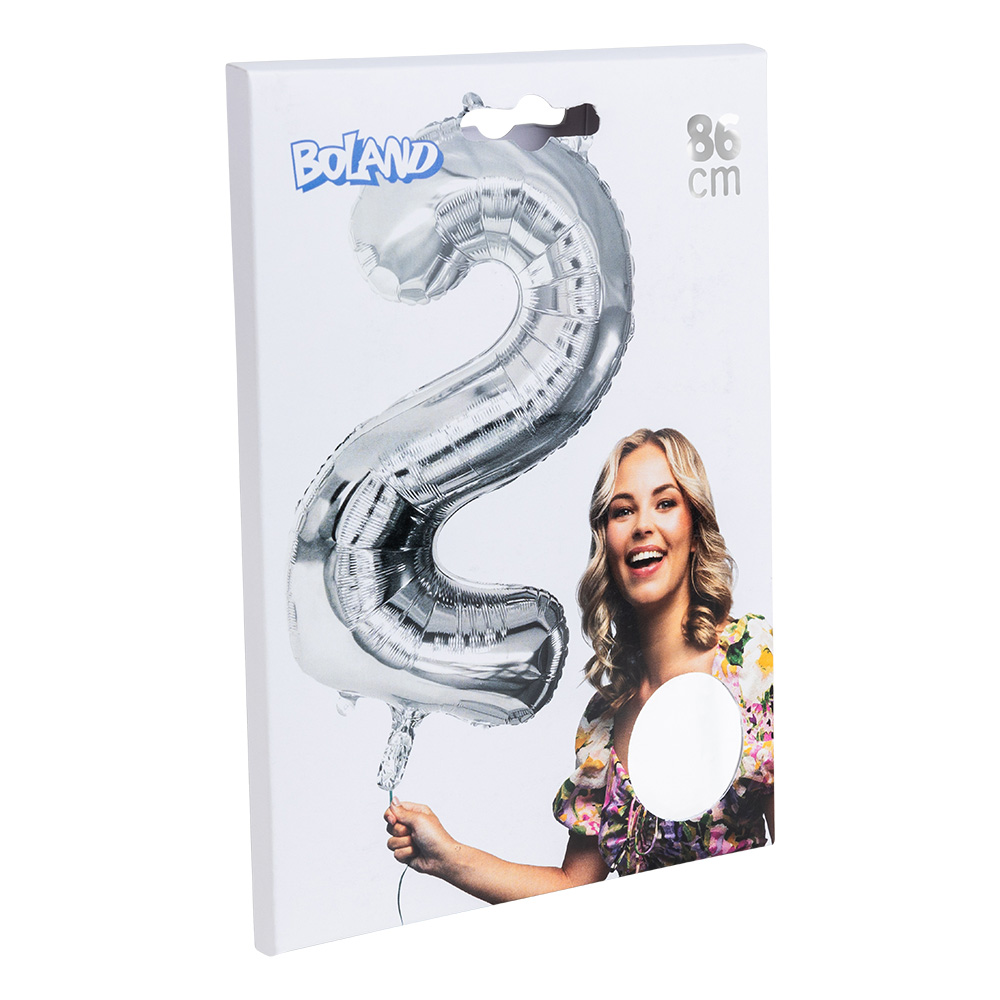Folieballon '2' zilver (86 cm)
