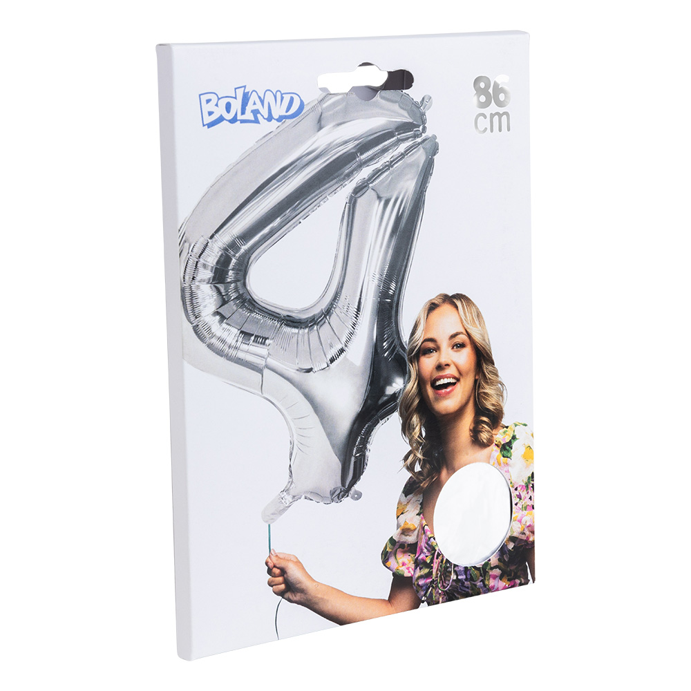 Folieballon '4' zilver (86 cm)