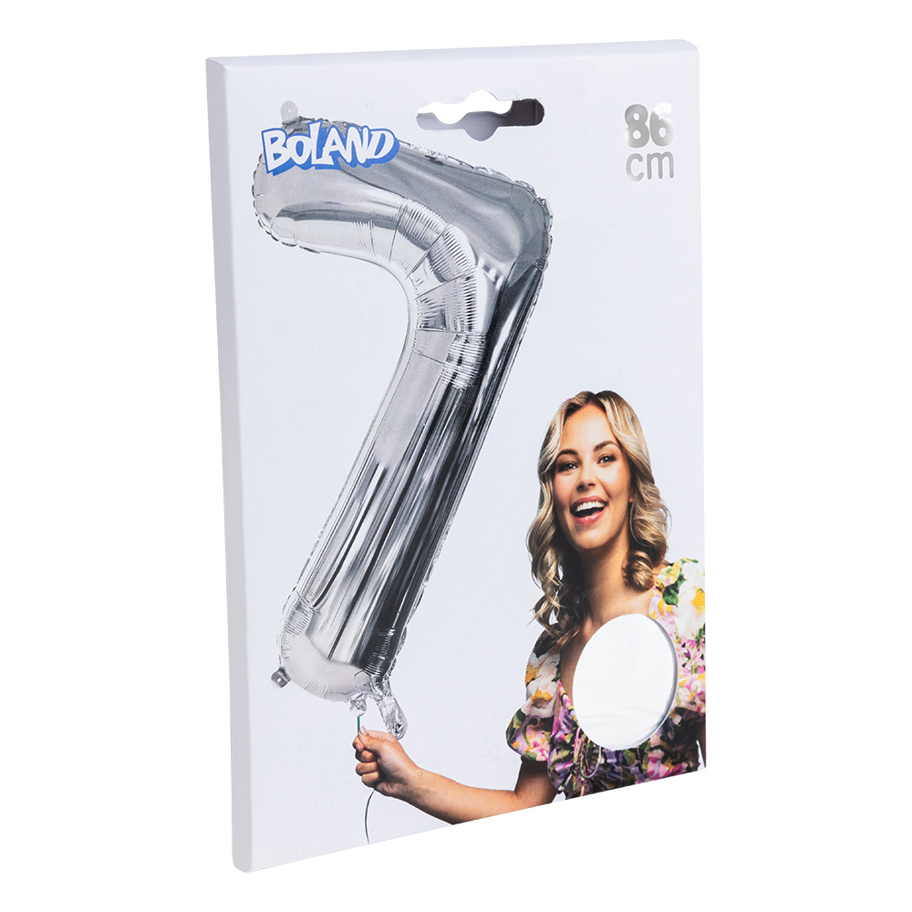 Folieballon '7' zilver (86 cm)