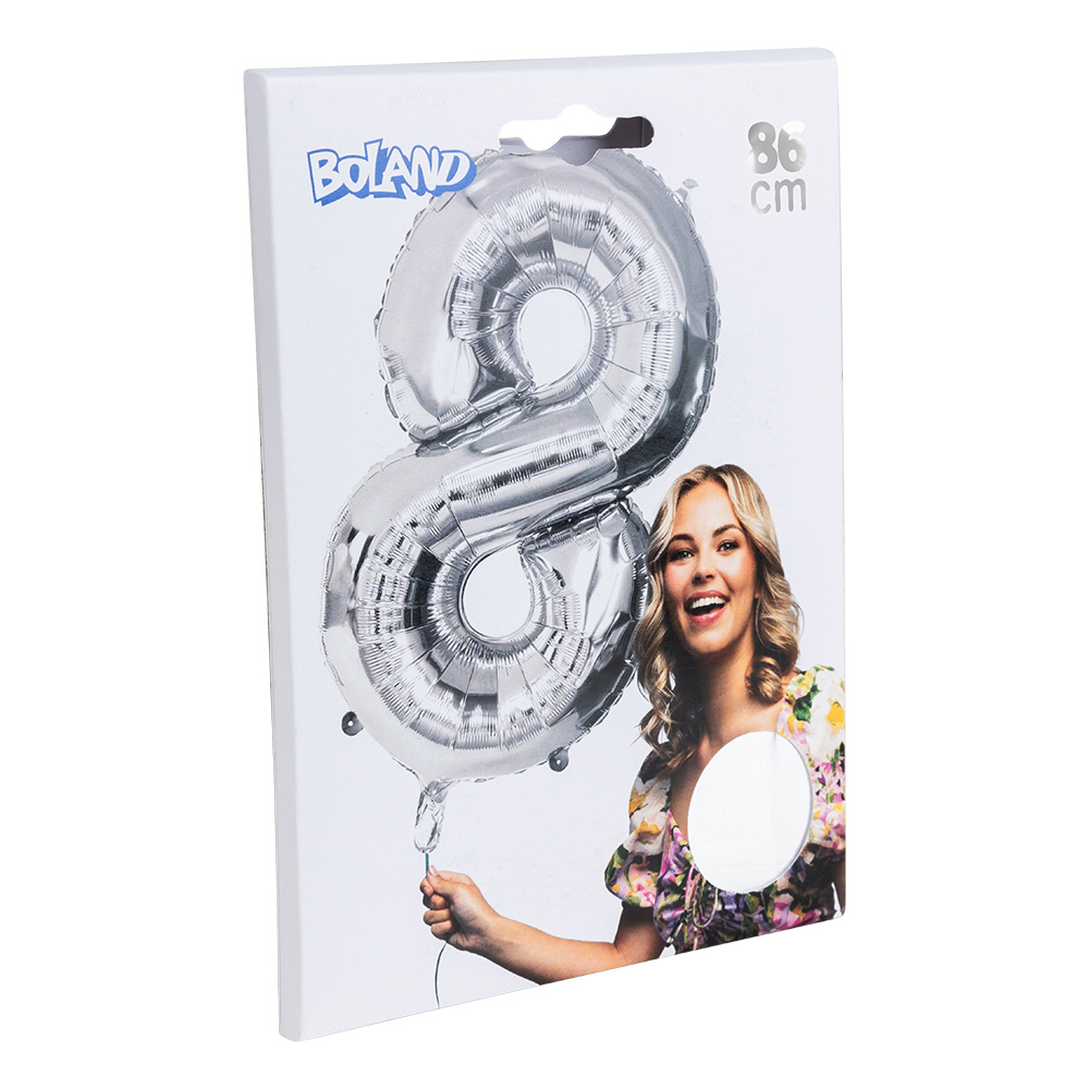 Folieballon '8' zilver (86 cm)