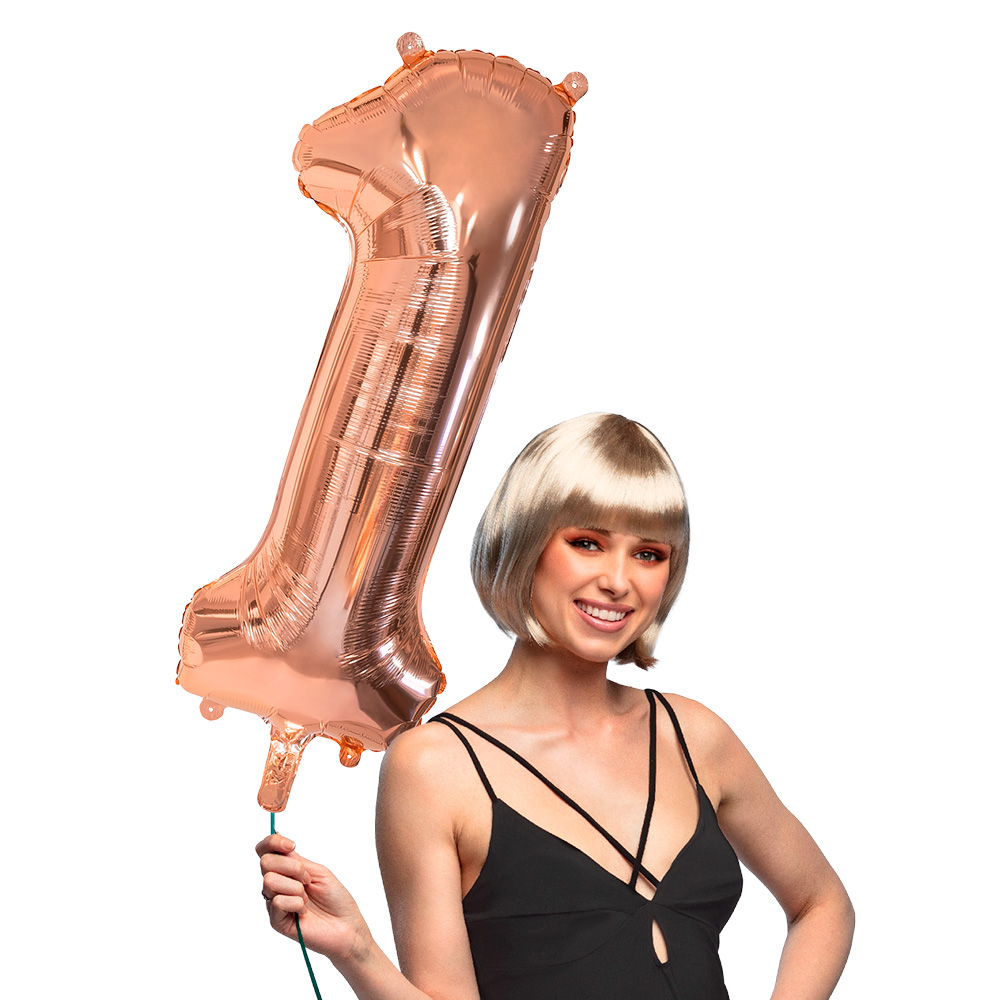 Folieballon '1' roségoud (86 cm)
