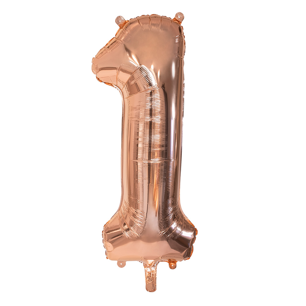 Folieballon '1' roségoud (86 cm)